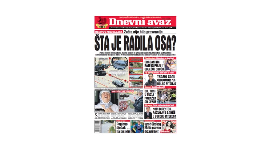 Danas u "Dnevnom avazu" čitajte - Šta je radila OSA?