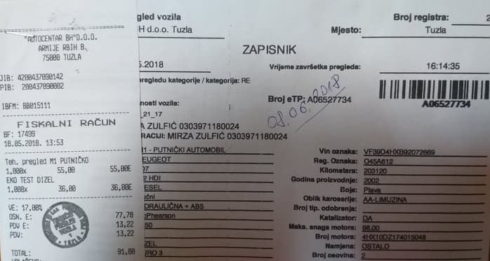 Tuzlak sedmicama čekao na registraciju pa ga policajci kaznili sa 540 KM
