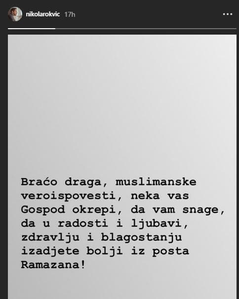Objava Nikole Rokvića - Avaz