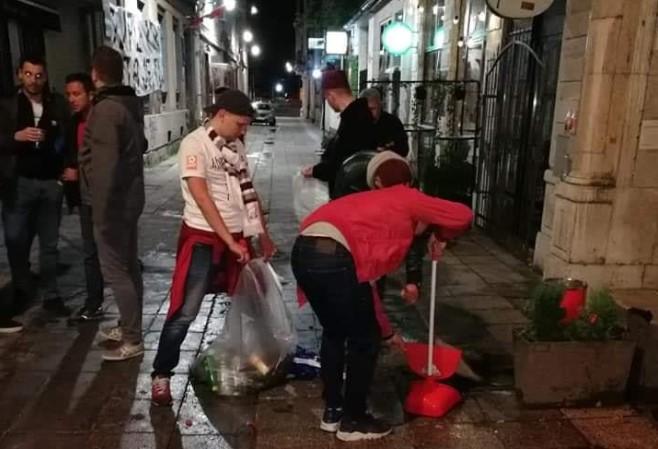 Grupa navijača Sarajeva nakon velikog slavlja pokupila smeće
