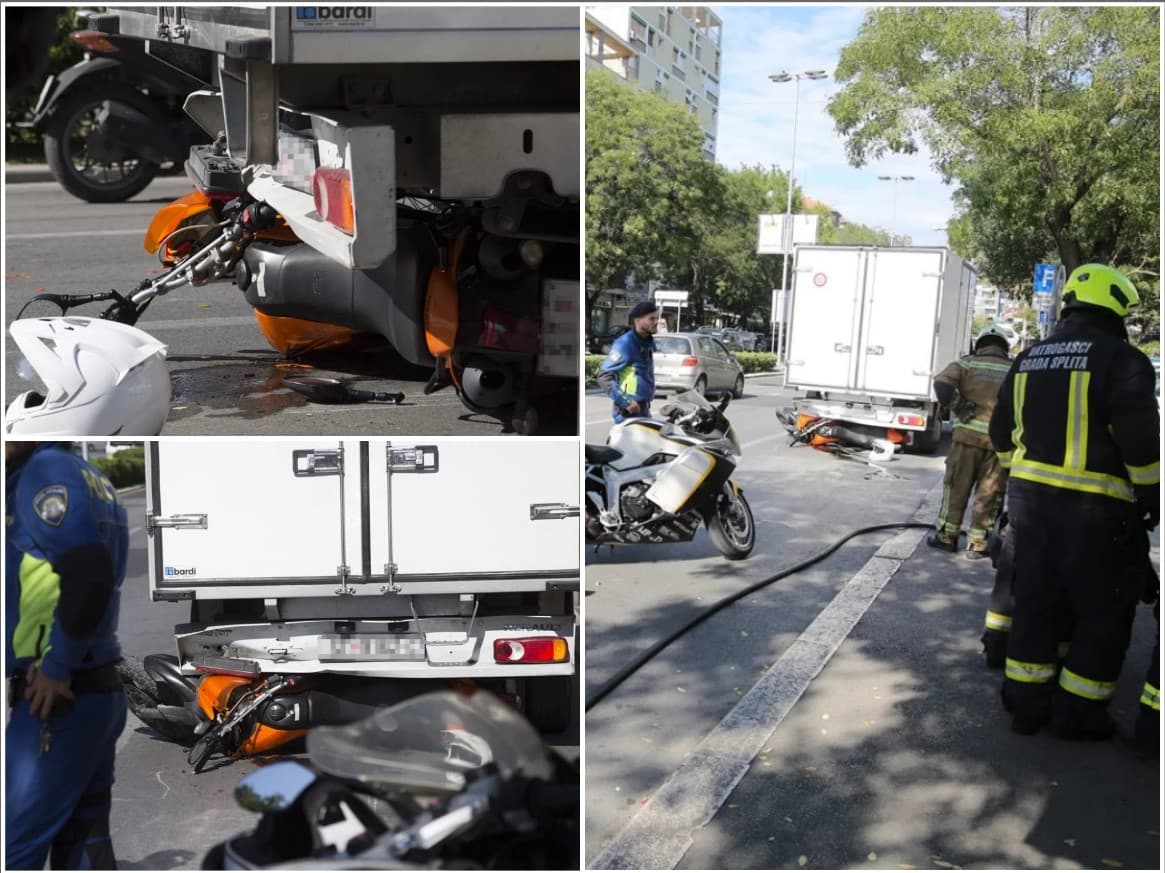 Dramatične fotografije iz Splita: Motociklista podletio pod kamion