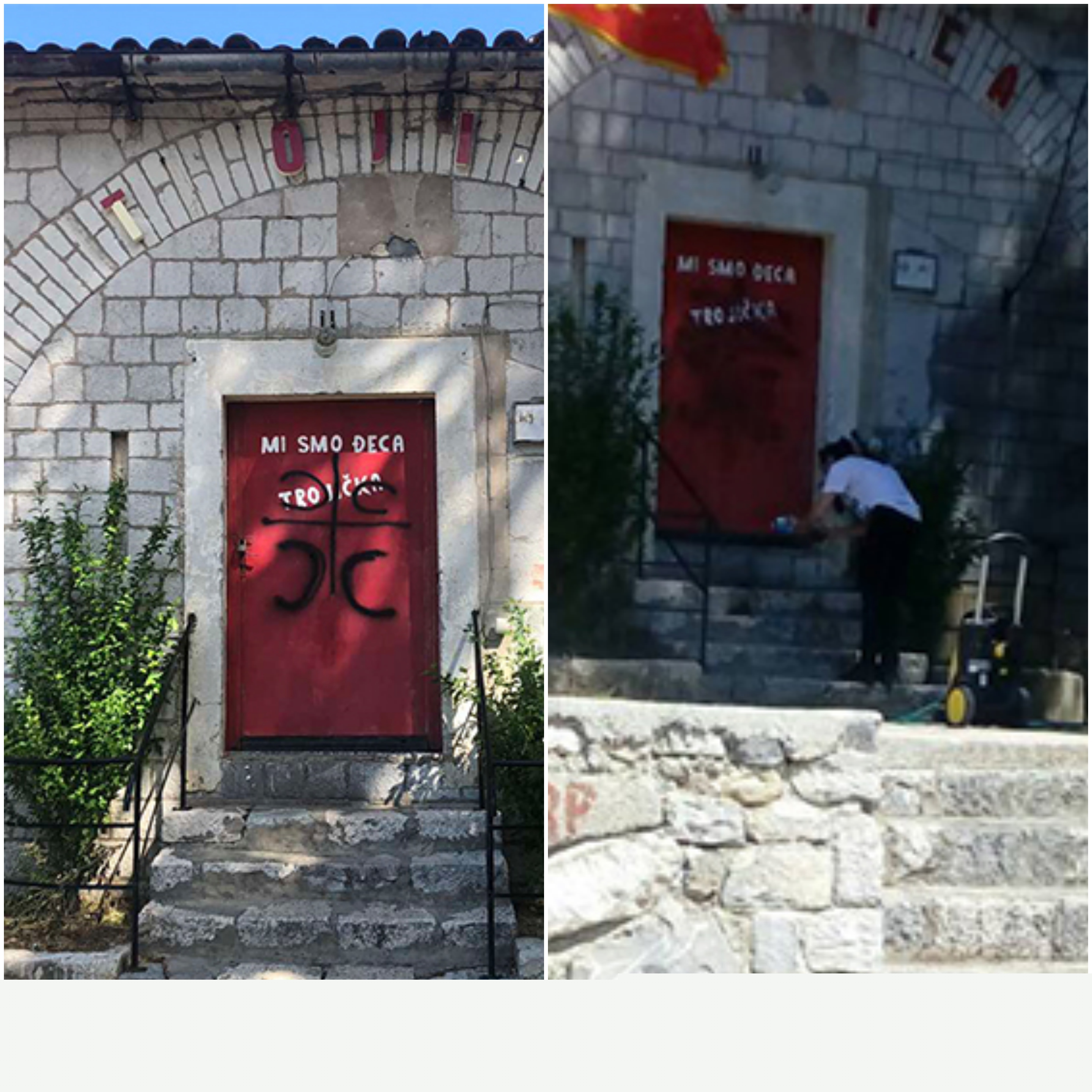 Brzo uklonjeni sramotni grafiti i vraćena crnogorska zastava