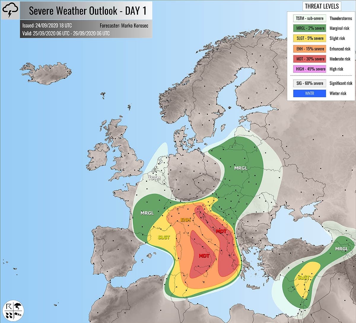 Evropska stranica o vremenu u BiH i regiji: Moguće oluje, grad, poplave, tornada...