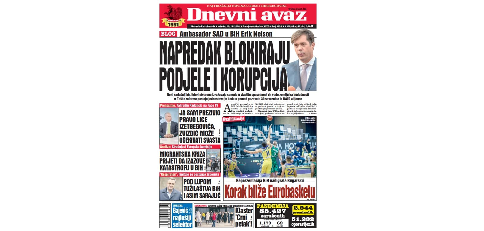 Danas u "Dnevnom avazu" čitajte: Napredak blokiraju podjele i korupcija