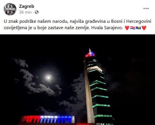 Zagreb se zahvalio Sarajevu i "Avaz Twist Toweru" na solidarnosti i podršci