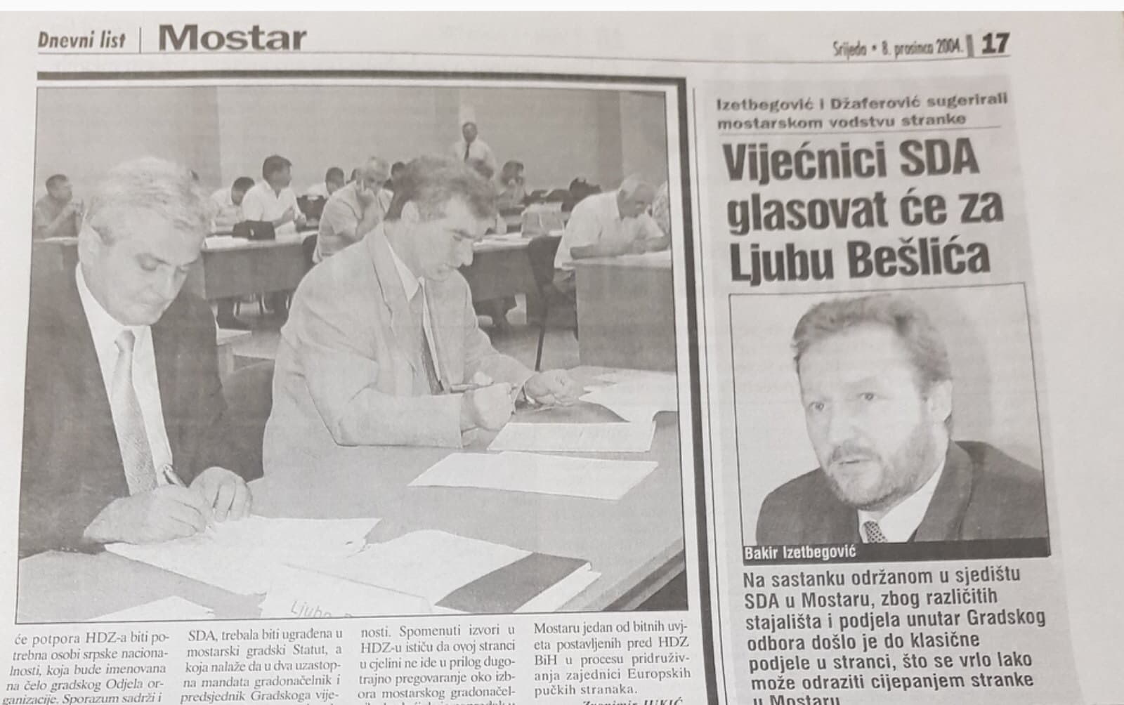 Kako su Izetbegović i Džaferović prije 15 godina pritisli vijećnike SDA da glasaju za Ljubu Bešlića