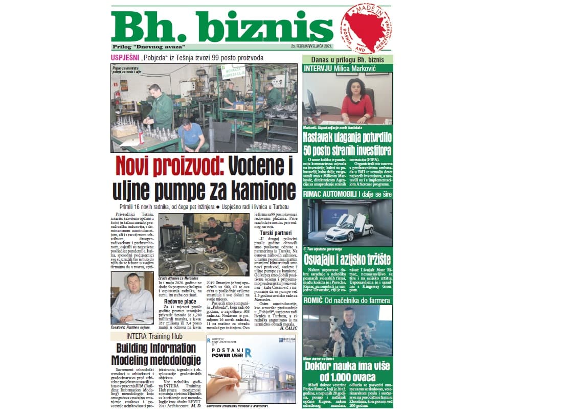 Poklon prilog našim čitaocima u četvrtak: Bh. biznis/ Nastavak ulaganja u BiH potvrdilo 50 posto stranih investitora