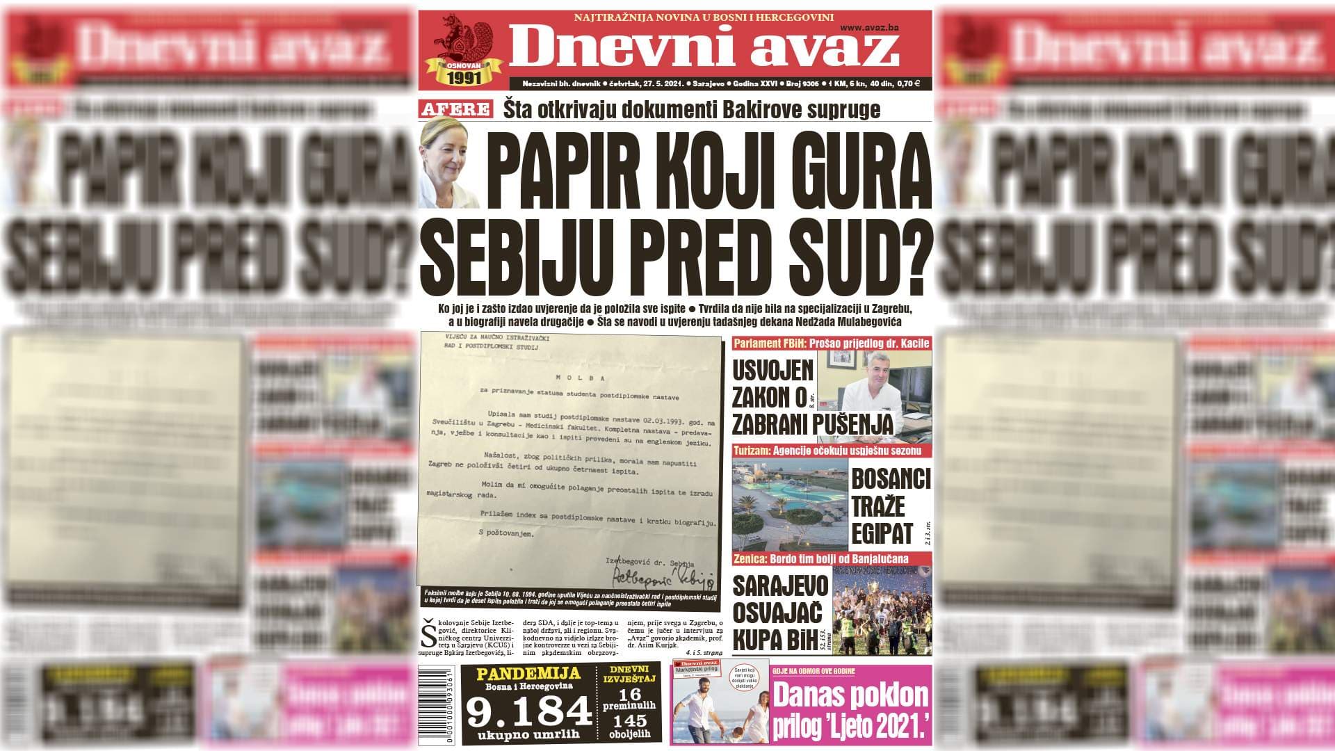 Papir koji gura Sebiju pred sud?