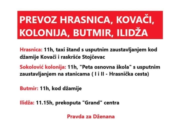 Ovo je plan današnjih protesta za Dženana Memića