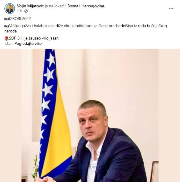 Faksimil statusa Vojina Mijatovića - Avaz