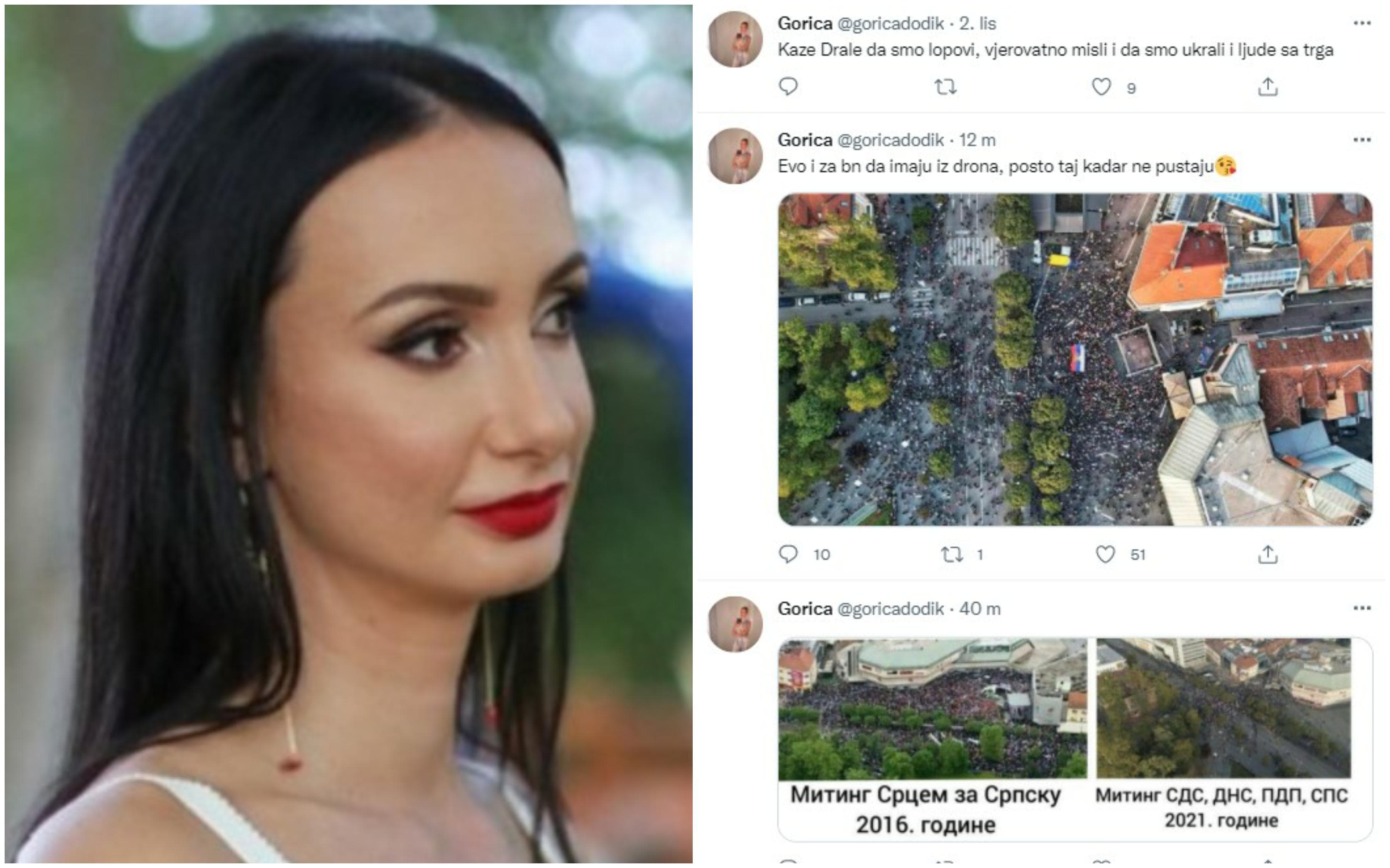 Gorica Dodik ismijava proteste u Banjoj Luci: "Kaže Drale da smo lopovi, vjerovatno misli da smo ukrali i ljude s trga"