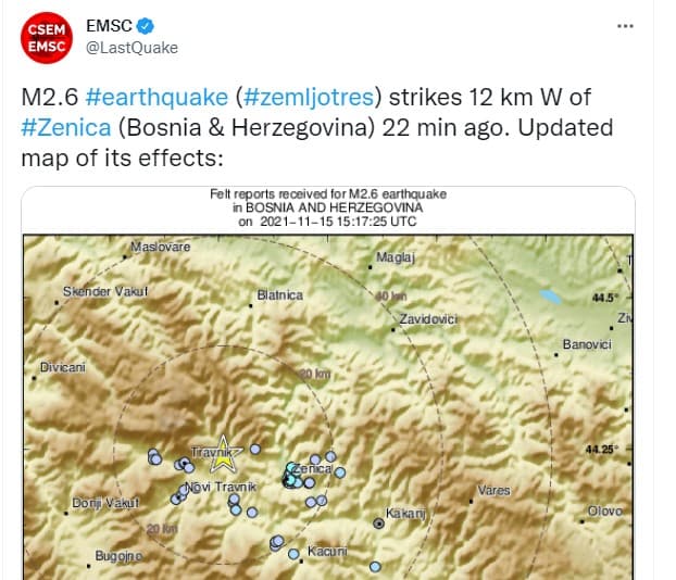 Bosnu i Hercegovinu pogodio zemljotres