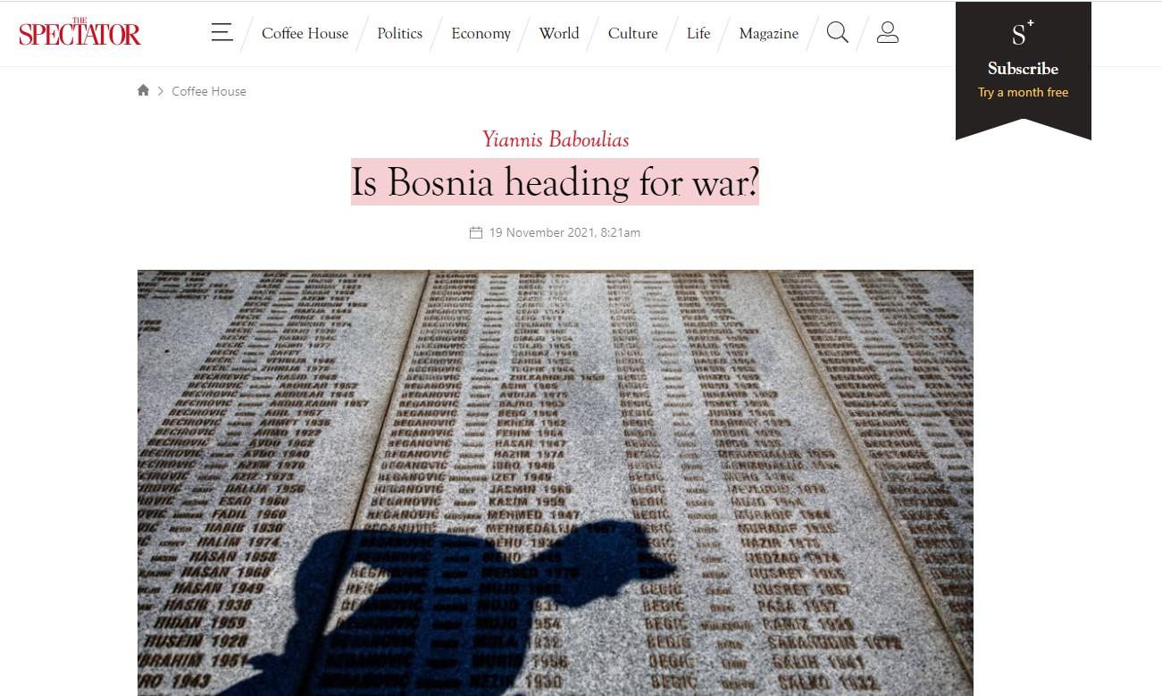 Britanski The Spectator: Kreće li se Bosna ka ratu?