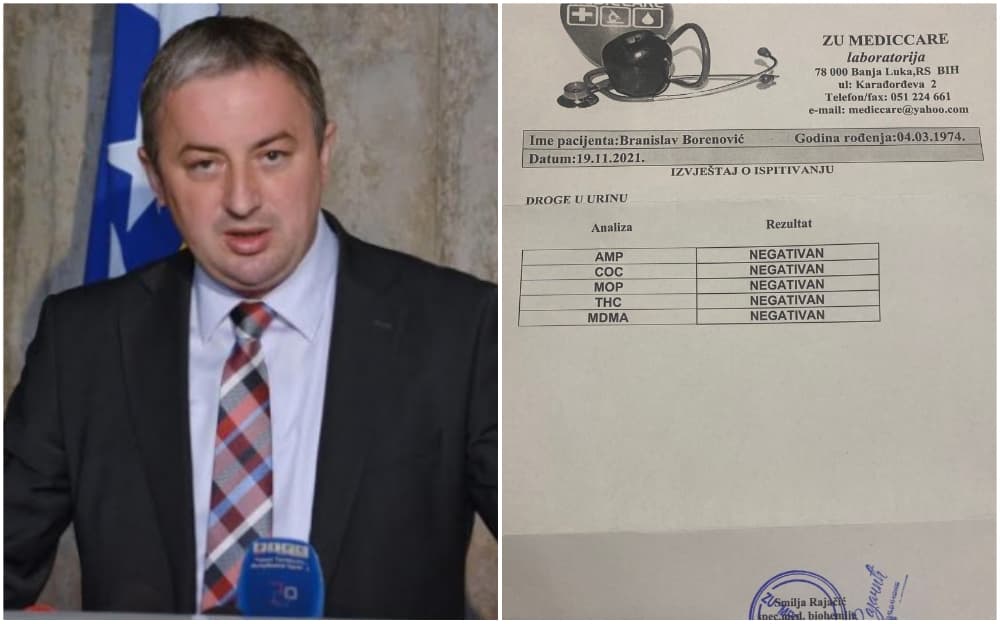 Borenović se testirao na droge pa poručio: Svi koji donose odluke u ime naroda su na potezu
