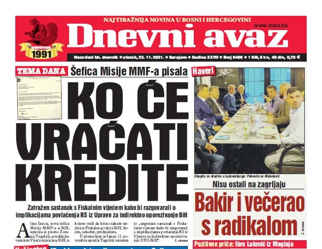 Danas u "Dnevnom avazu" čitajte: Ko će vraćati kredite