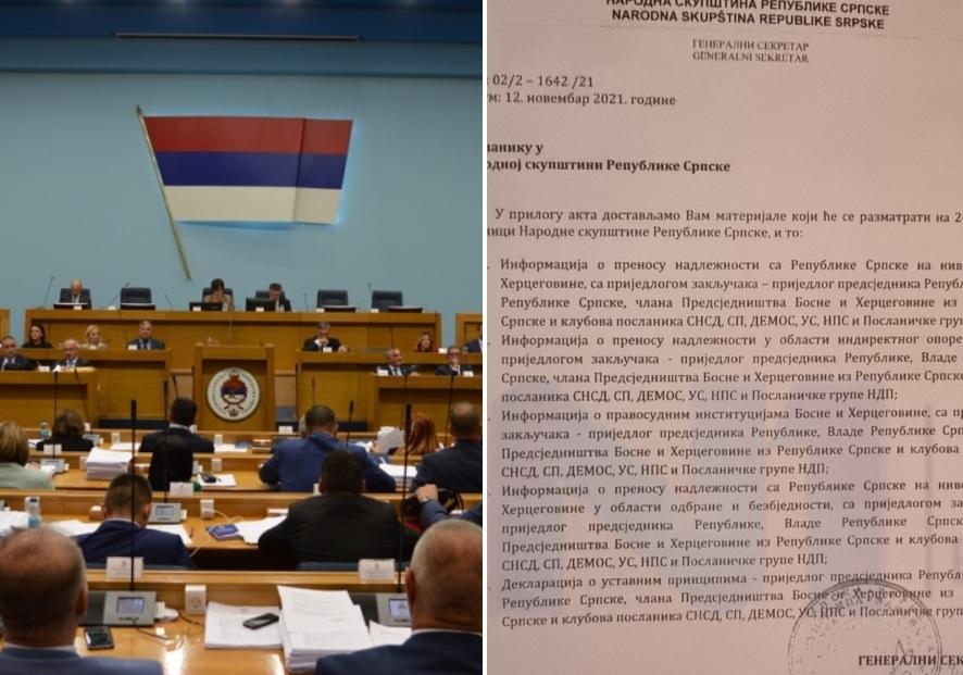 Prijenos nadležnosti: Pogledajte dnevni red sa današnje sjednice NSRS