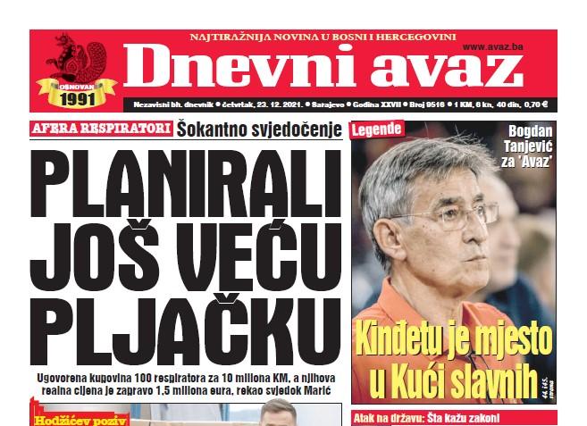 Danas u "Dnevnom avazu" čitajte: Planirali još veću pljačku