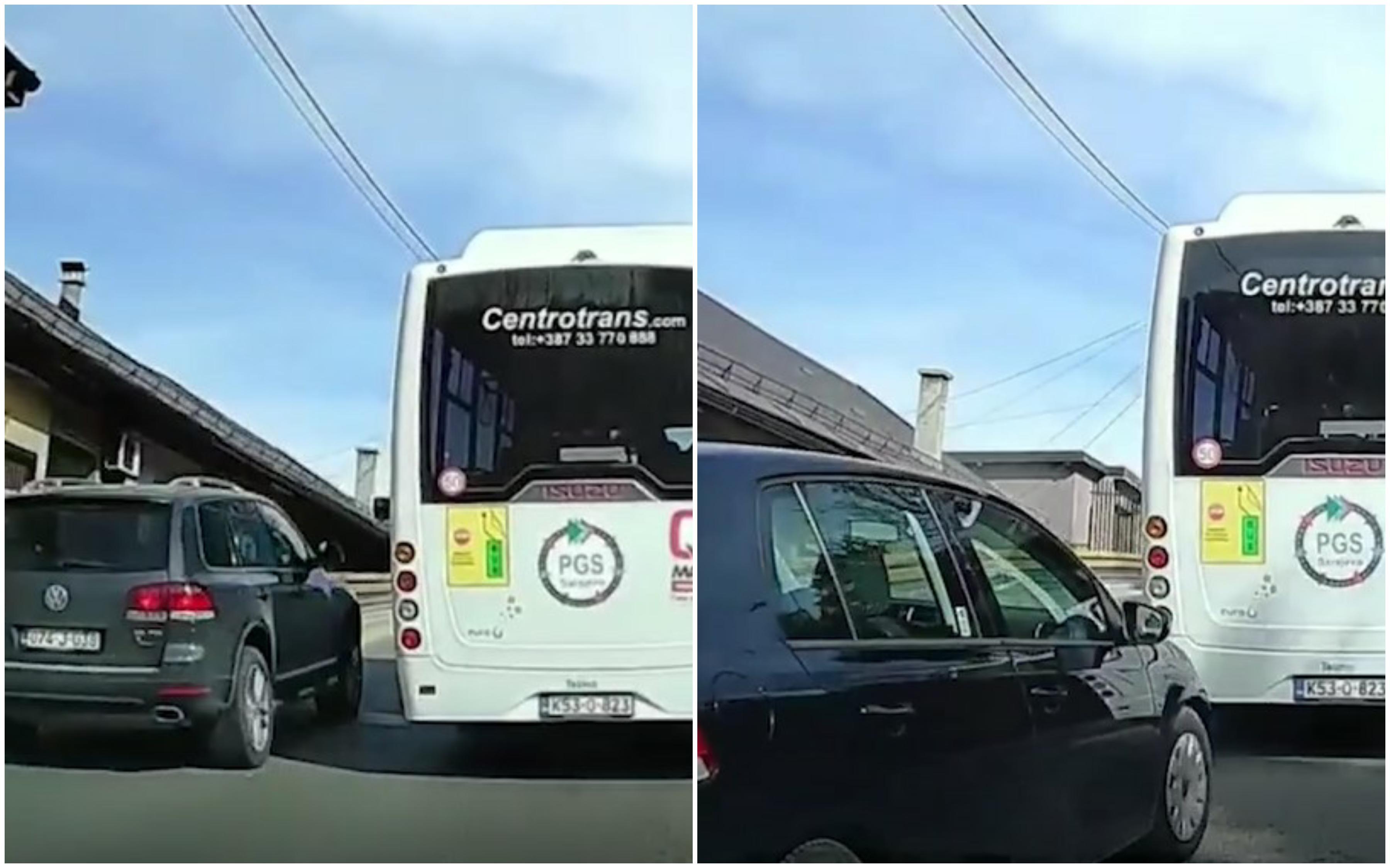 Divlja vožnja u Sarajevu: Izbjegnuta tragedija u zadnji čas, bijesnim terencem prestigao autobus, krenuo i golf...