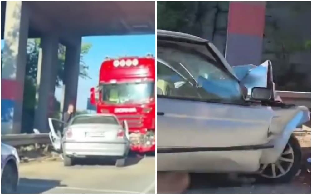 Stravičan snimak s mjesta nesreće: Automobil u potpunosti smrskan, djevojka udarila direktno u kamion