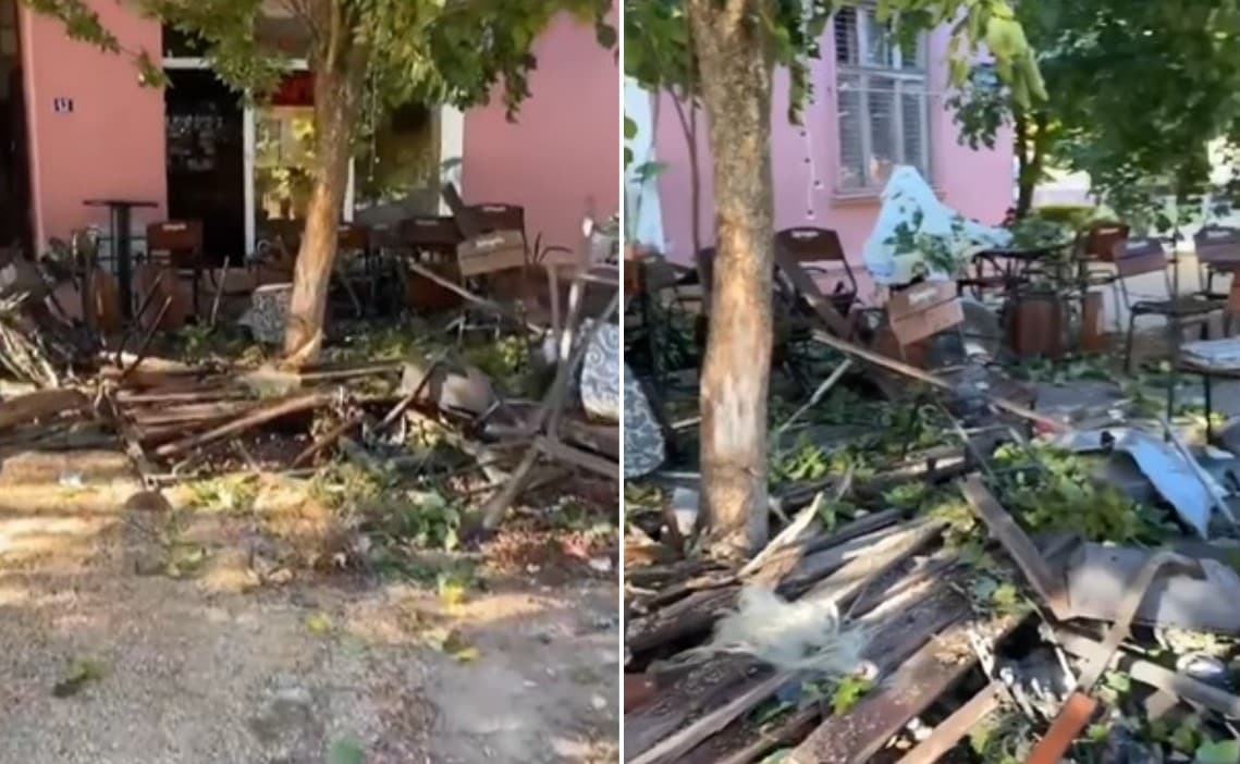 Autom uletio u baštu kafića, pa pobjegao pješke