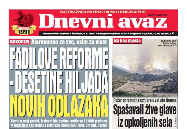 Danas u "Dnevnom avazu" čitajte: Fadilove reforme - desetine hiljada novih odlazaka
