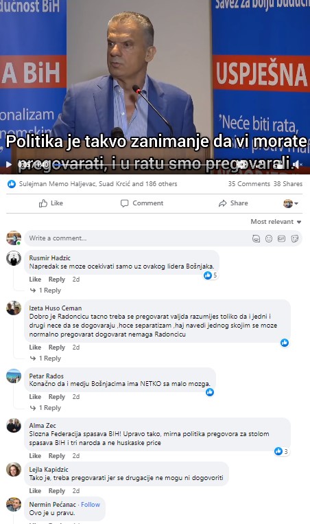 Komentar Nermina Pećanca na Facebooku na objavu Fahrudina Radončića - Avaz