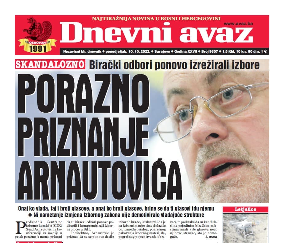 Danas u "Dnevnom avazu" čitajte: Porazno priznanje Arnautovića