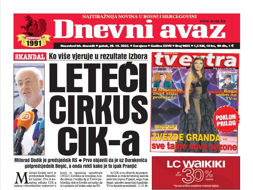 Danas u "Dnevnom avazu" čitajte: Leteći cirkus CIK-a