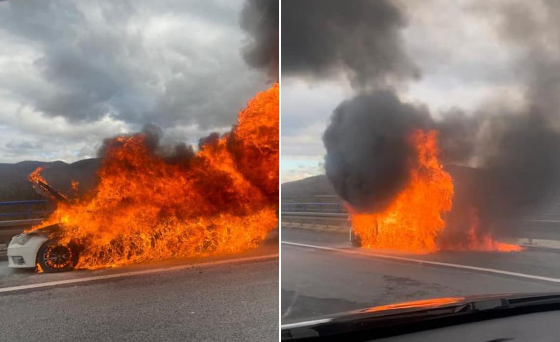 Stravične scene na autoputu kod Zagreba: Zapalio se automobil