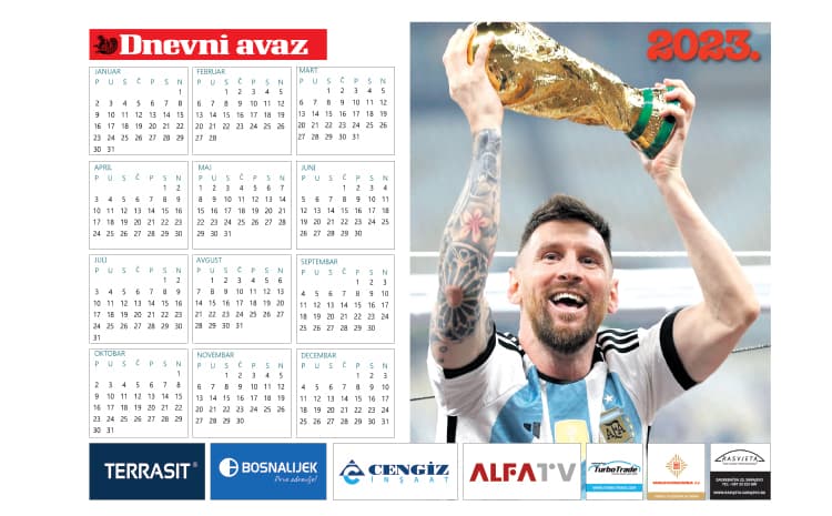 Poklon kalendar uz novogodišnji trobroj "Dnevnog avaza"