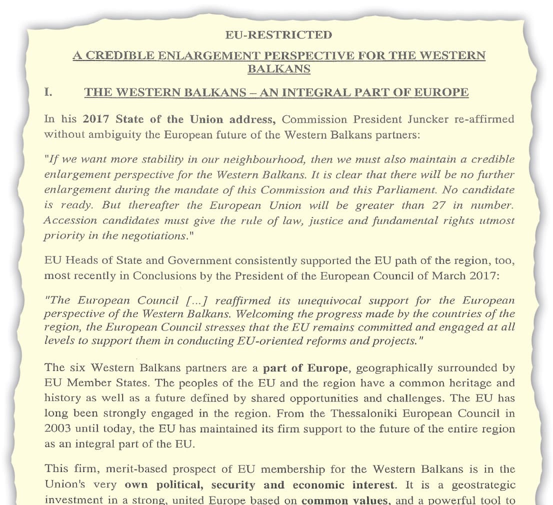 Faksimil Nacrta strategije EU o zapadnom Balkanu - Avaz