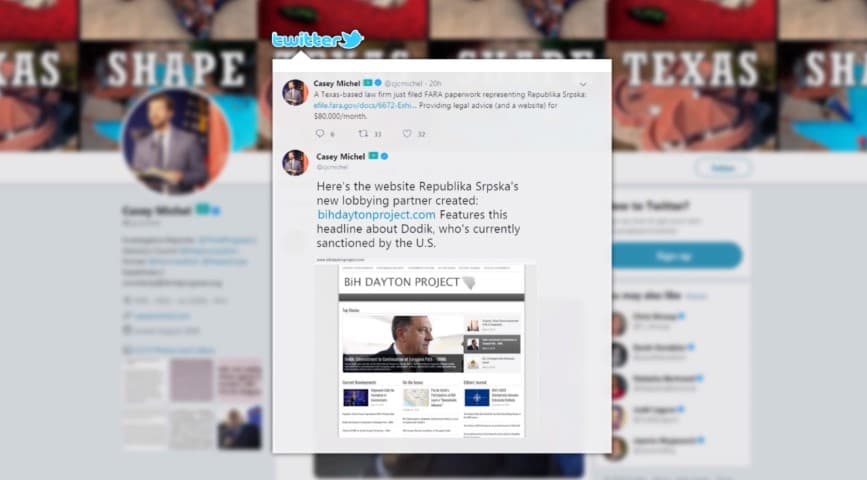 Faksimil objave na Twitteru o lobističkim aktivnostima - Avaz