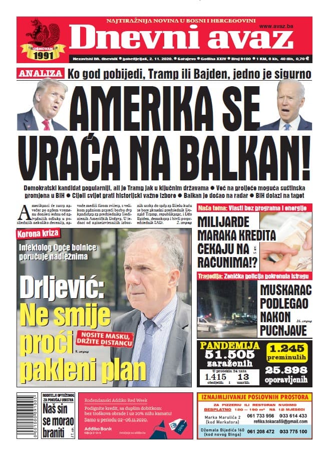 Današnja naslovnica "Dnevnog avaza" - Avaz
