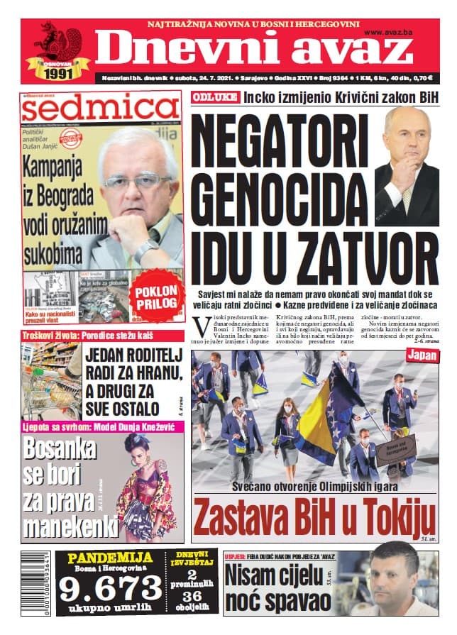 Današnji "Dnevni avaz" - Avaz